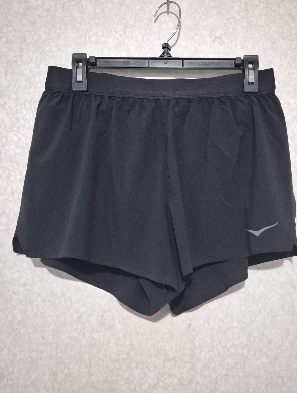 Hoka One One Black Running Short with White Logo and Yellow Tab..size:M